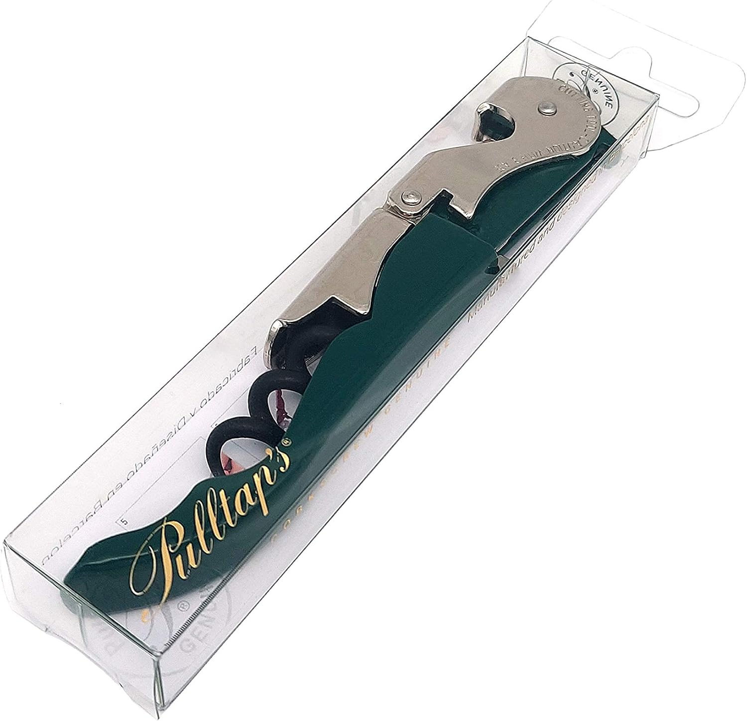 Pulltap's Genuine Slider 900 Waiter's Corkscrew – Double-Hinged Wine Key with Sliding Foil Cutter – Patented Design – Made in Spain – Verde Oscuro (Dark Green)