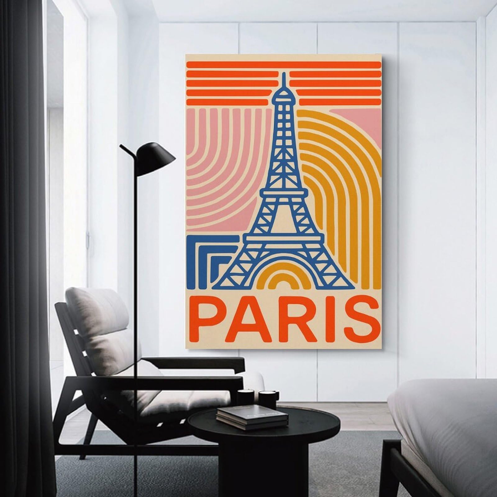 Paris Eiffel Tower Retro Art Home Decor Wall Art 24x36inch(60x90cm), for Gallery Wall Layouts in Home Or Office, A Versatile Canvas Print for Layering