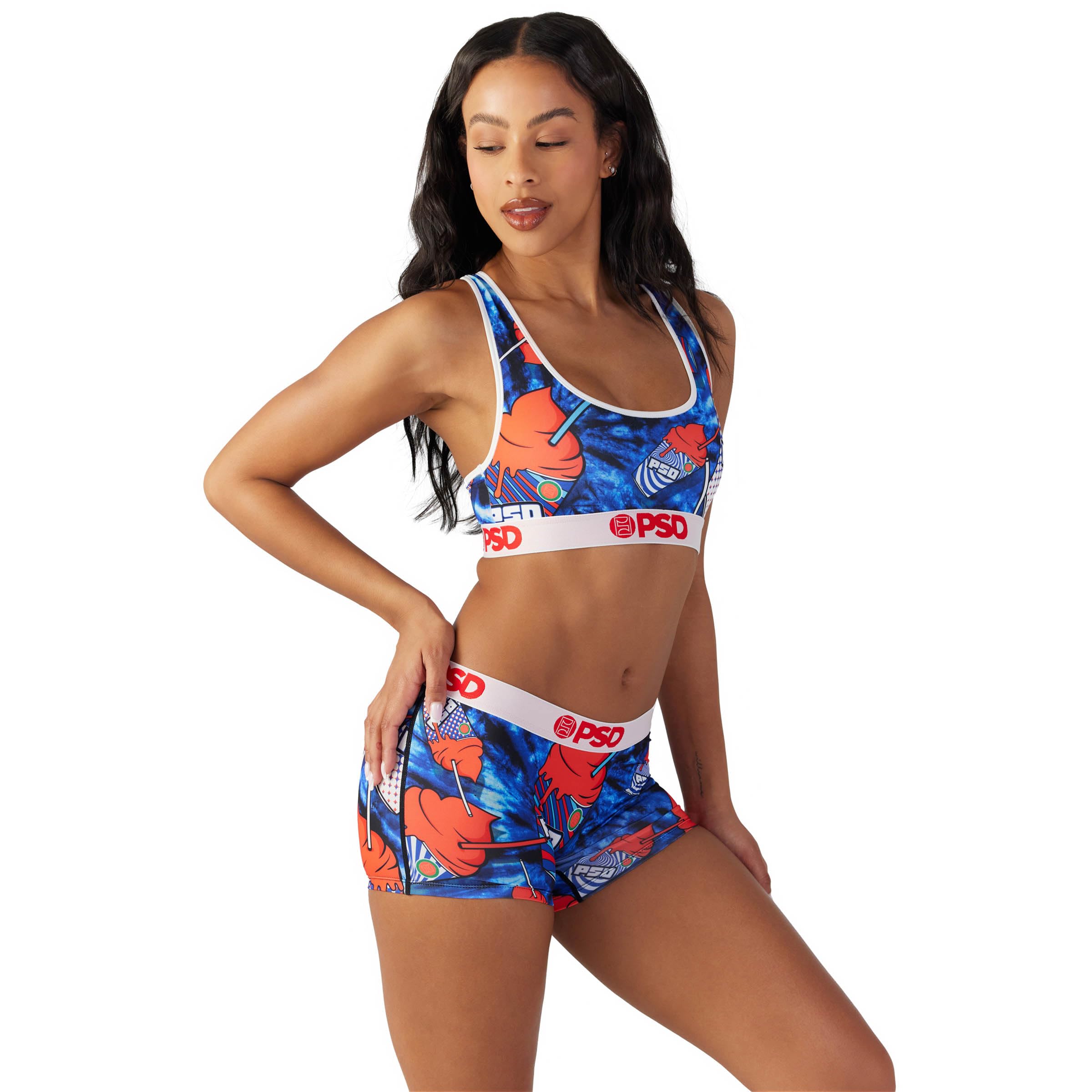 PSD Womens Liquid Death Black Sports Bra, Multi, XL: Medium Slurp