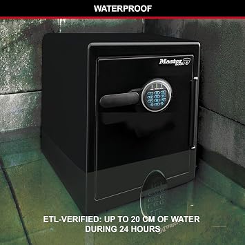 MASTER LOCK Certified Fireproof and Waterproof Safe, 56.5L, 472 x 605 x 490 mm, Digital Combination with Backlit Keypad, for home and professionals
