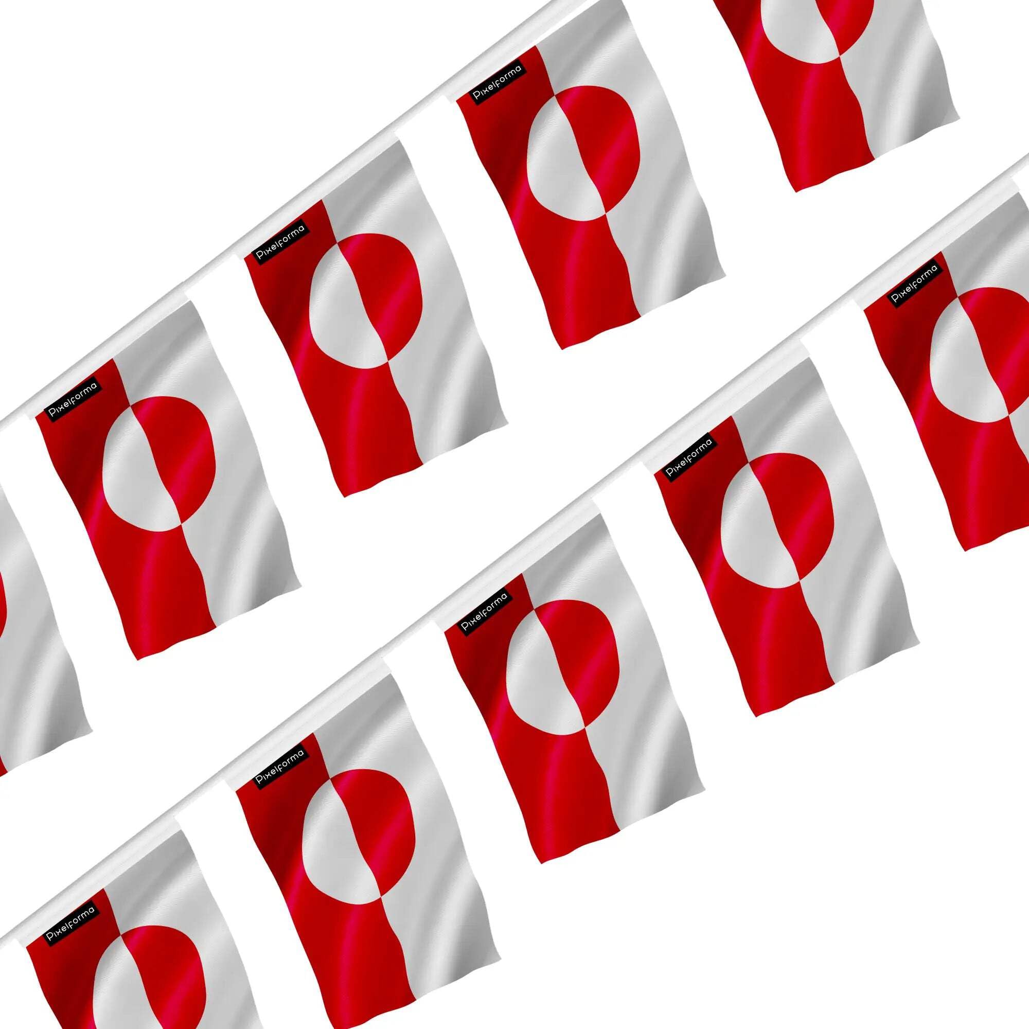Guirlande drapeau Groenland de qualité supérieure en format 14x21cm