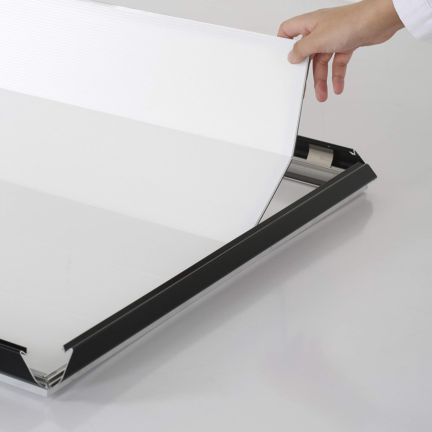 M&T Displays Portable Snap Poster Frame 1.25" Aluminum Profile Front Loading Wall Mounting Photo Picture Document Certificate Sign Holder Mitered Corner Anti Glare Cover (Black, 40x60 in)