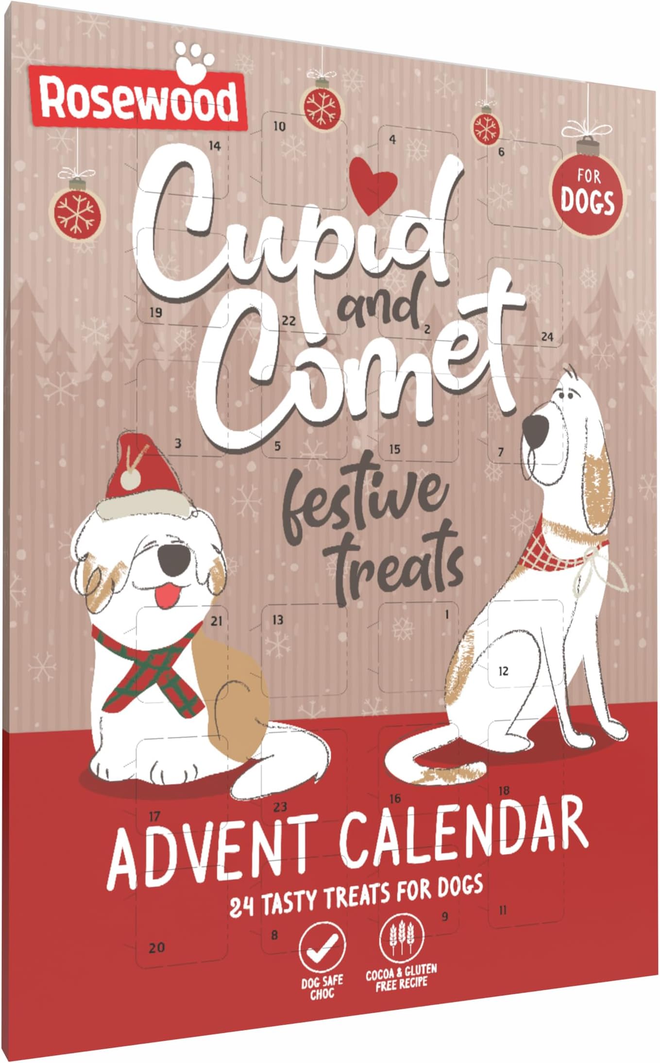 Rosewood Cupid & Comet Christmas Advent Treat Calendar for Dogs, Dog Treats