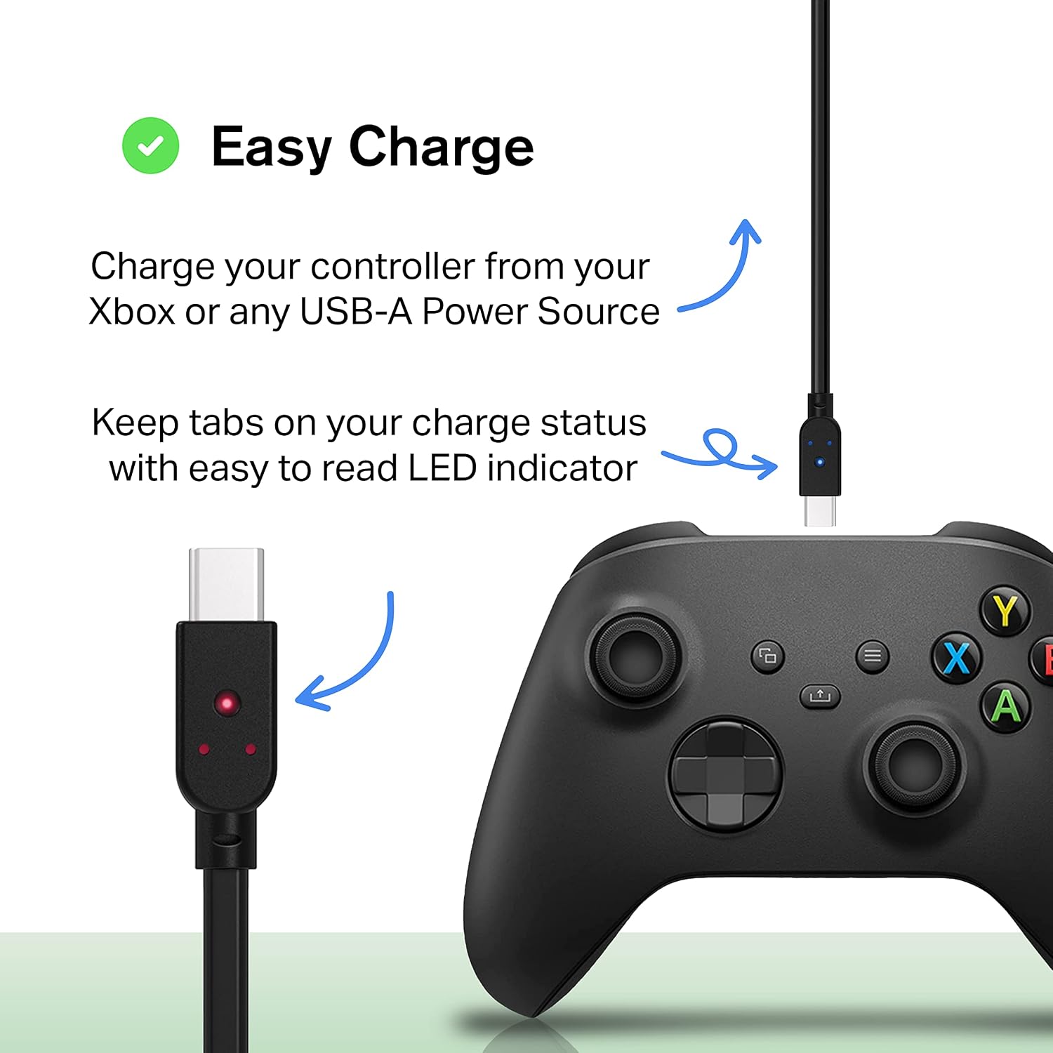 Nyko | Xbox Series X Charge Link Cable - Xbox Series X Power Accessories USB-C Compatible 8 ft. Long, Tangle-free Cable with Velcro Storage Wrap
