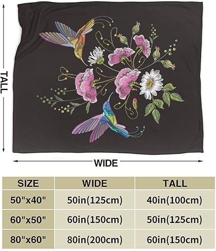 Miniatura 8 de Fiokroo Manta de forro polar con flores de manzanilla y colibríes, ligera, acogedora, ultrasuave, manta de microfibra para todas las estaciones,
