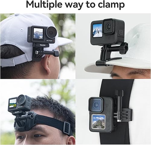 Miniatura 3 de Kit de montaje de clip para correa de cabeza, 2 en 1, soporte para selfie POV para GoPro Max Hero Insta360 DJI Action iPhone Android, video, vlog