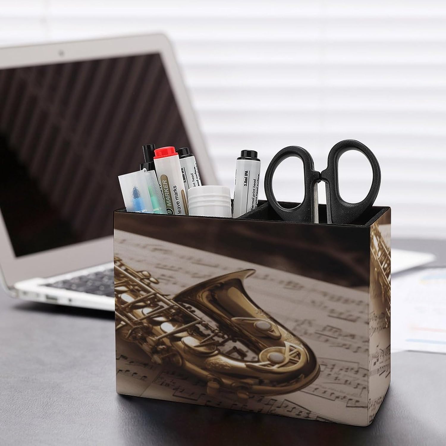 Pencil Holder for Office Supplies Saxophone Sheet Music Desk Organizer image 5
