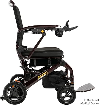 Pride Mobility Jazzy Carbon 27 Folding Travel Power Chair - 300 lb. Weight Capacity, 3.7 mph, Lightweight Foldable Electric Wheelchair for Travel 12Ah Airline-Approved Battery (Black Cherry (Red))
