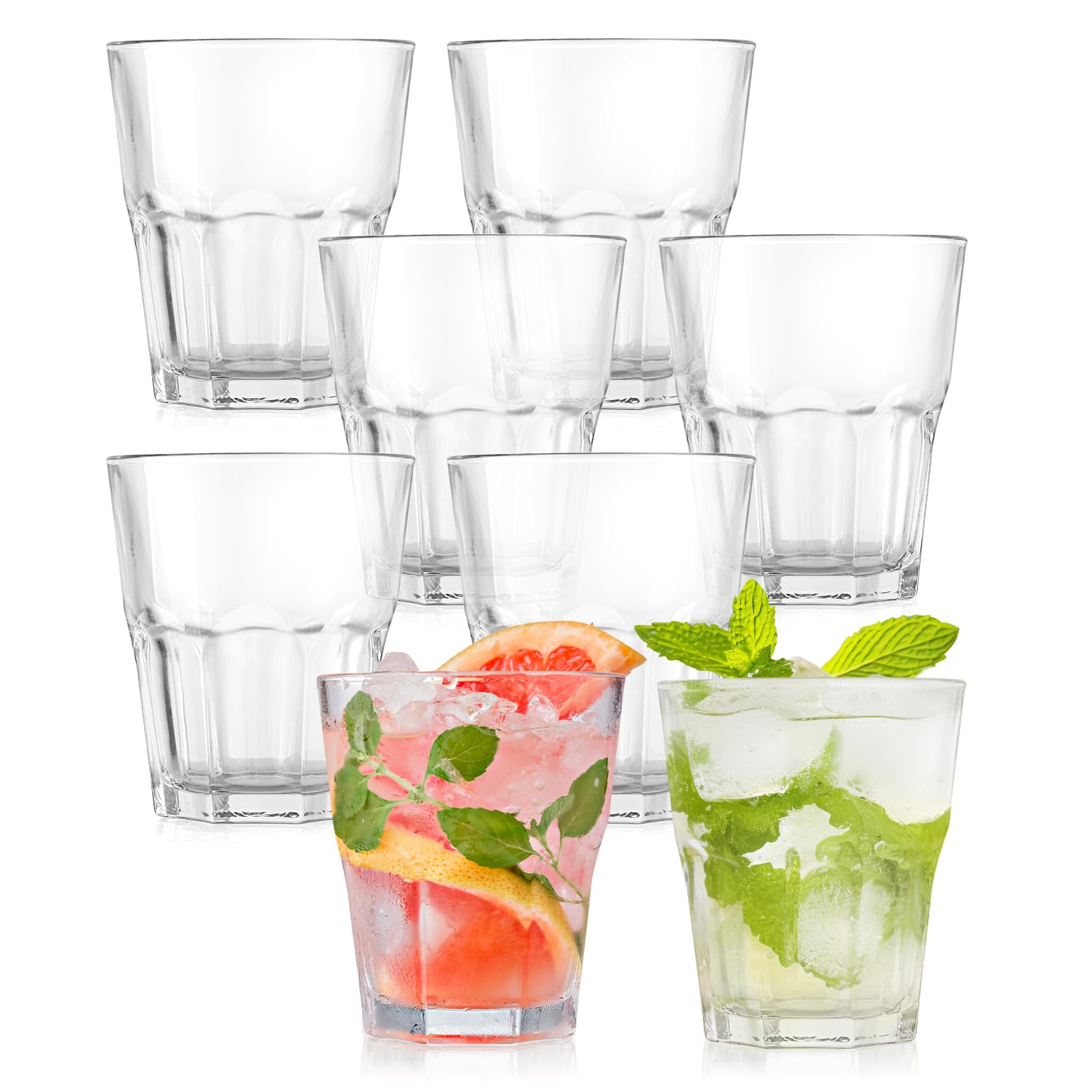 8Pcs Plastic Drinking Glasses SHAIDOJIO Plastic Tumblers Reusable Drinking Cups Clear Acrylic Glasses Drinkware 7 1oz Stackable Unbreakable
