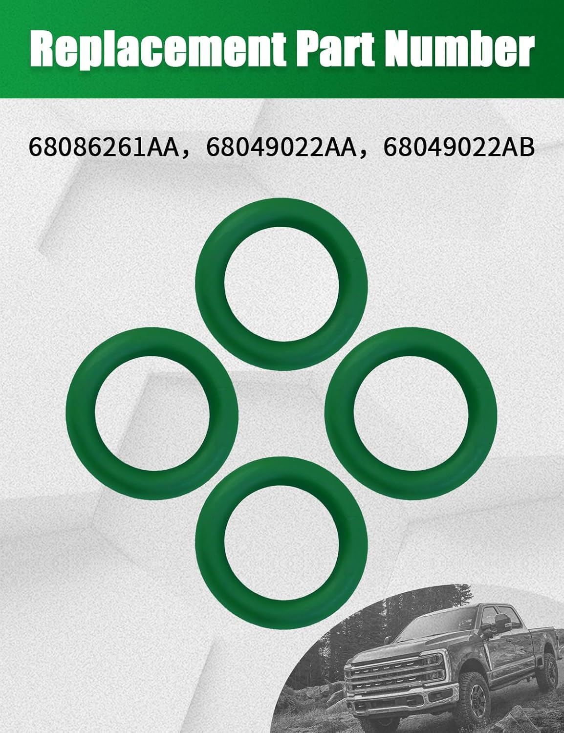 Valve Engine Coolant Cooler Pipe O-Ring Fit for Dodge Ram 2500 3500 4500 5500 Replace 68049022AA 68049022AB, Green 4PCS
