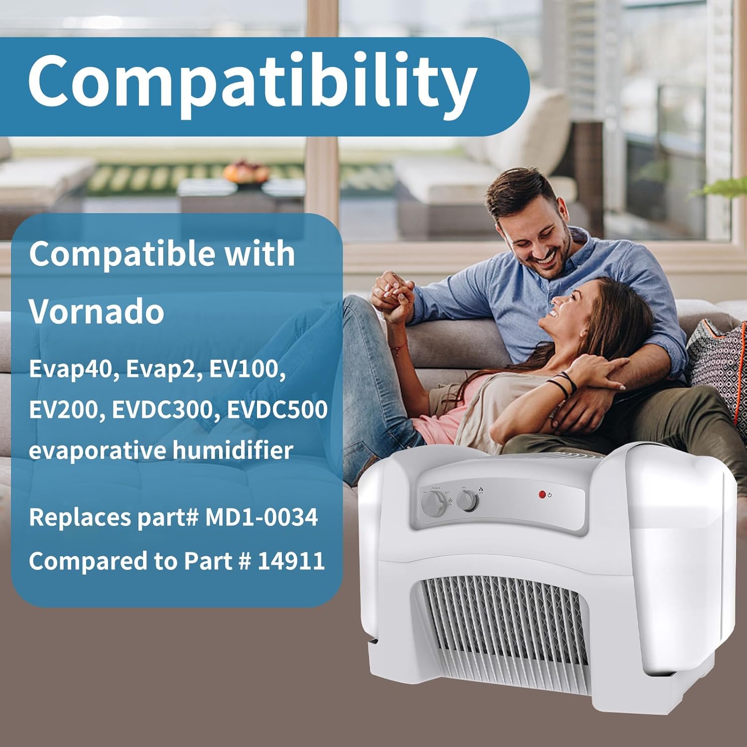 MD1-0034 Humidifier Replacement Filters Compatible with Vornado Evaporative Humidifier Evap40, Evap2, EV100, EV200, EVDC300, EVDC500, Long-Last & Sturdy, 4 Pack