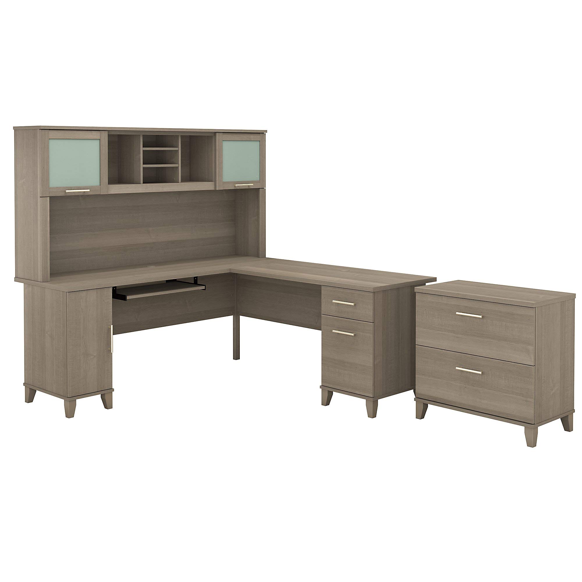 Buy Bush Furniture Somerset L Shaped Desk with Hutch and Lateral File