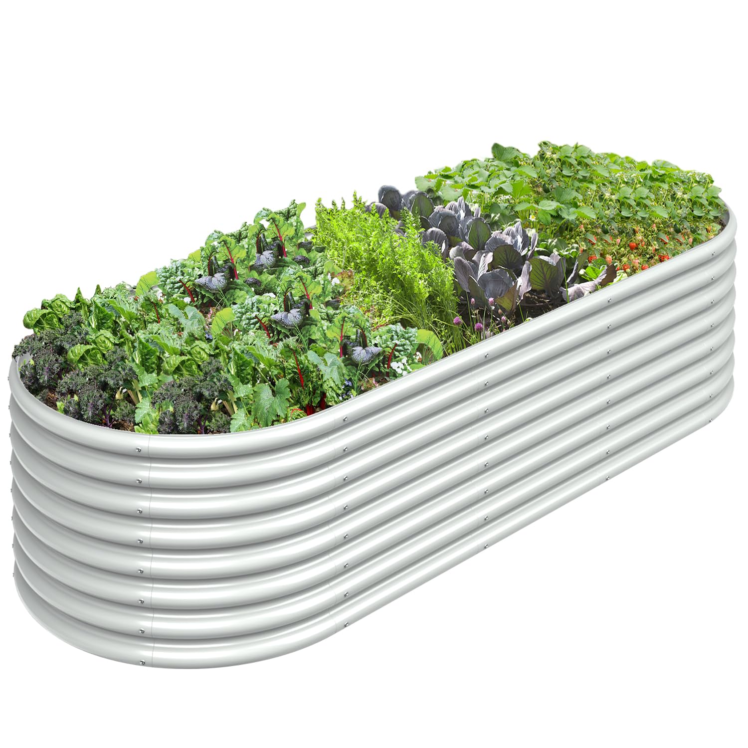 FRIZIONE 8FT(L)×3FT(W)×2FT(H) Raised Garden Bed Outdoor, Raised Garden Beds for Flower, Raised Planter Box Outdoor for Herb, Vegetable-White