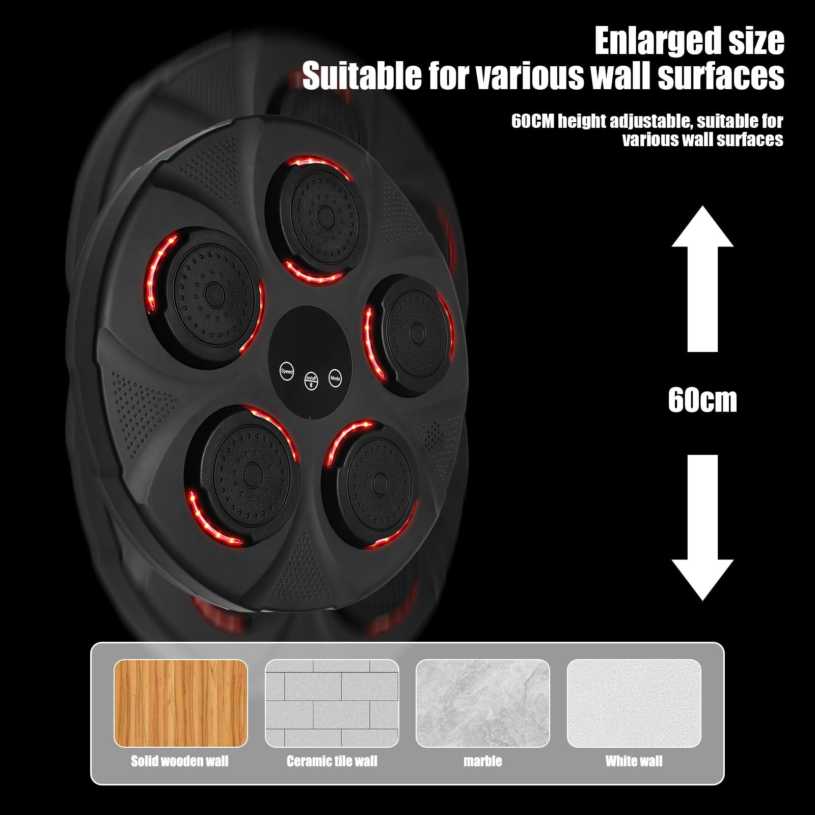 Macchina da Boxe Musicale, Smart Elettronica Boxing Machine per Adulti e Bambini, Supporta Bluetooth, Regolazione della velocità, Altezza di Montaggio Regolabile