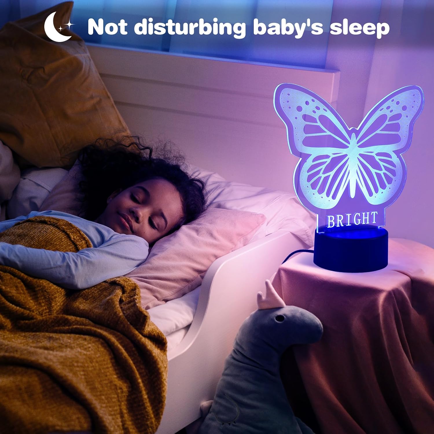 Personalized Night Light Custom Name 3D Butterfly Lamp Decor with USB Charger for Girls Bedroom Table Home Decor Colorful Butterfly Night Light for Birthday Christmas (A)