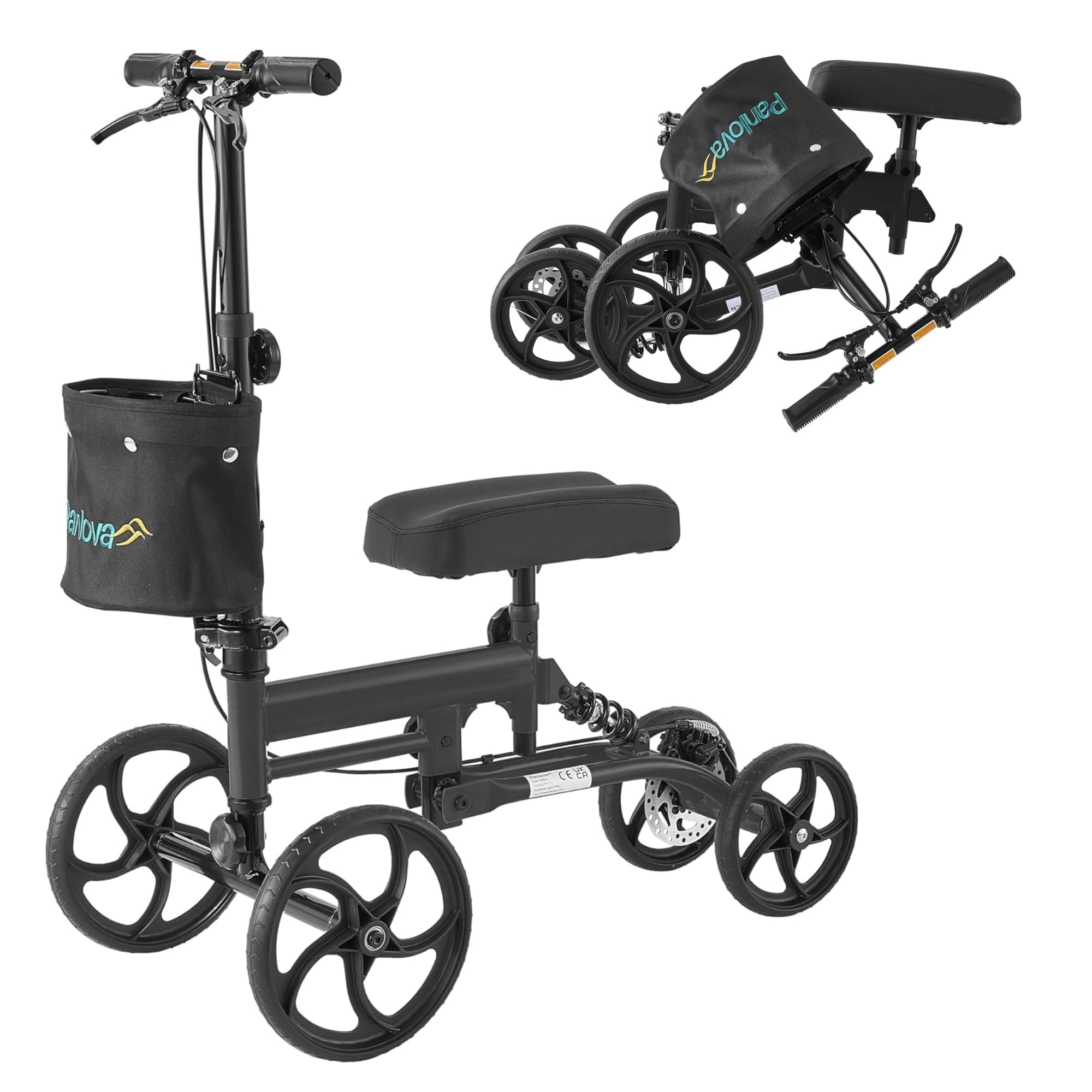 JINHH Steerable Knee Walker Scooter Foldable, Leg Injury Scooter For Broken Knee & Ankle – Lightweight Foldable Knee Walker For Adults – Wheeled - View #9