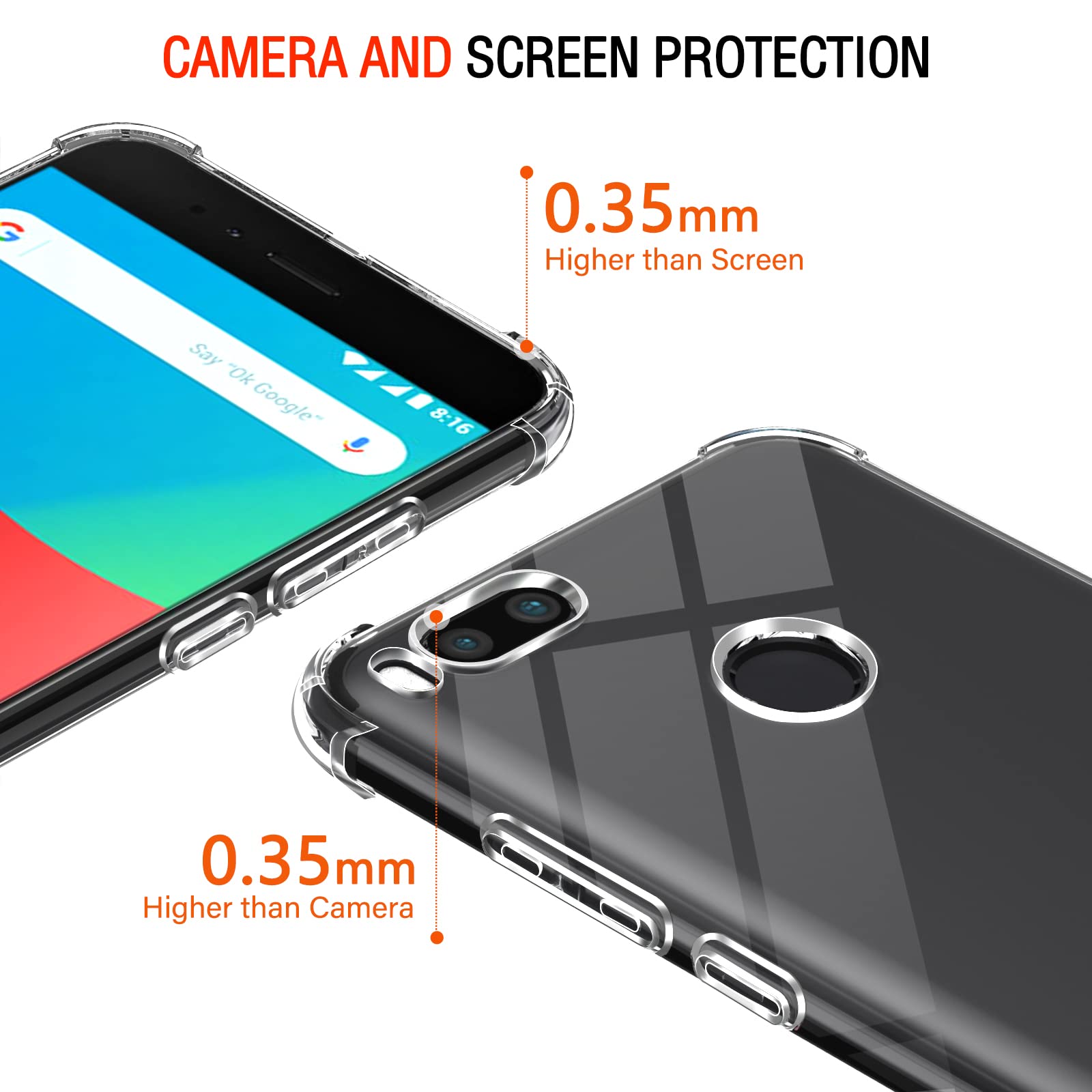 iVoler Cover per Xiaomi Mi A1, Custodia Trasparente per