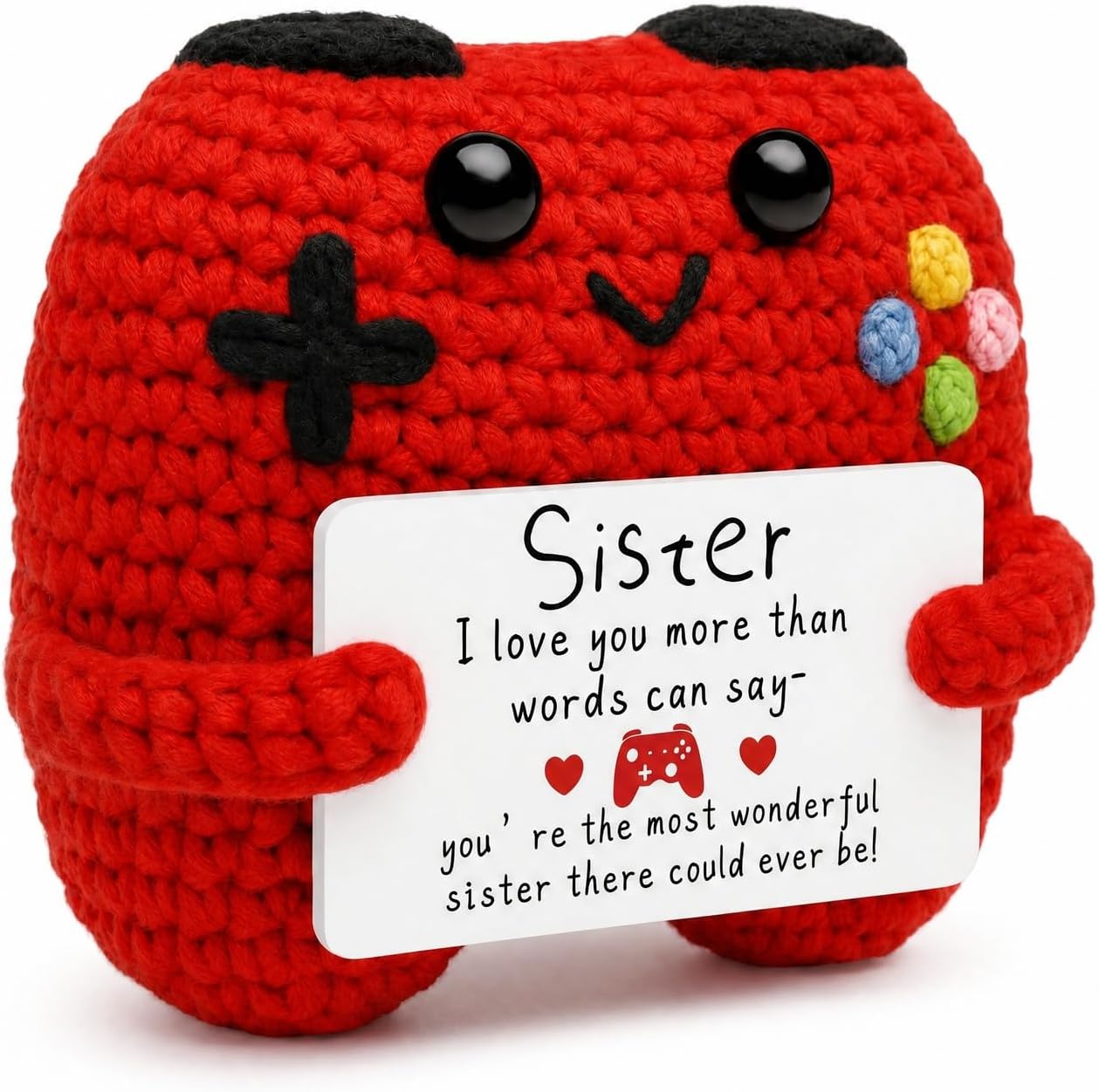 1-Piece Handmade Crochet Game Controller Plush, "Sister I Love You" Gift