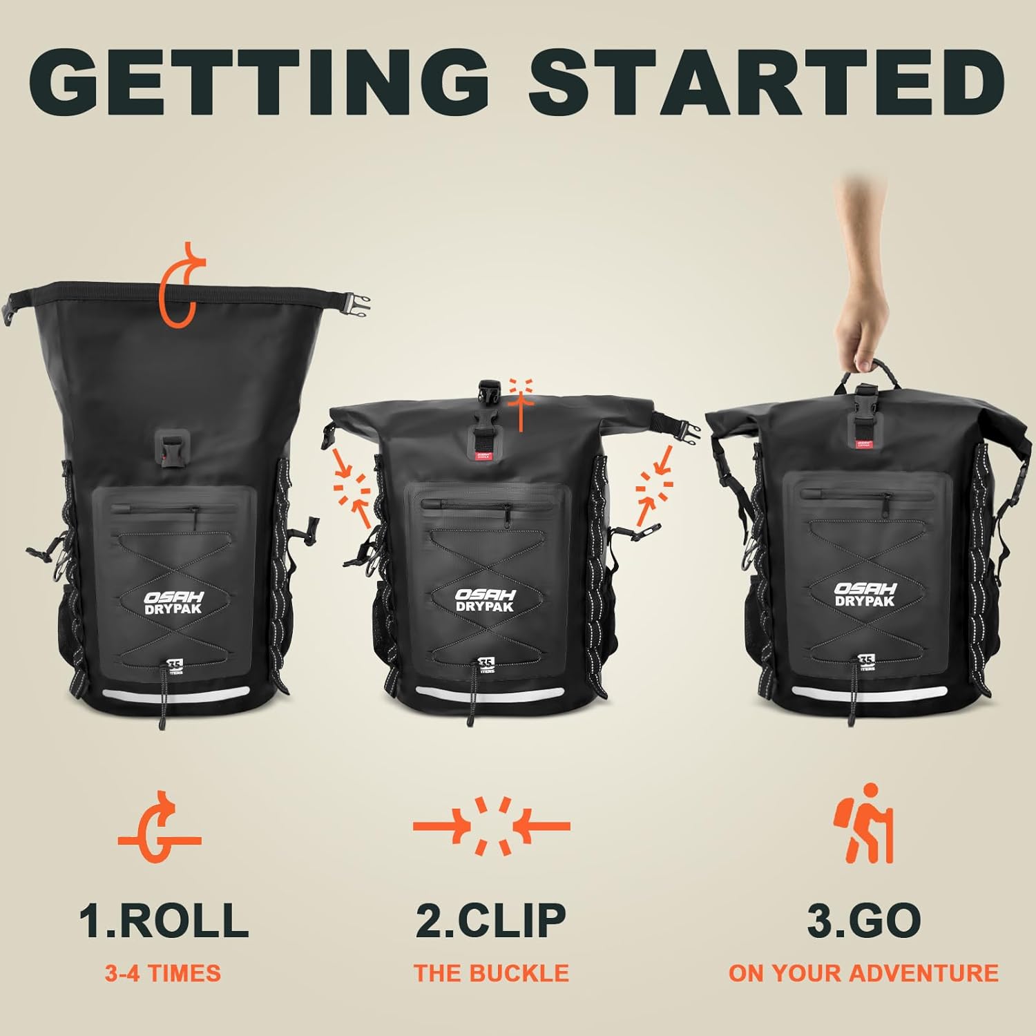 Waterproof Backpack Dry Bag 35L/55L/85L – Heavy Duty Roll-Top Hiking Backpack for Travel, Kayaking, Boating, Camping, Rafting and Fishing - Image 6