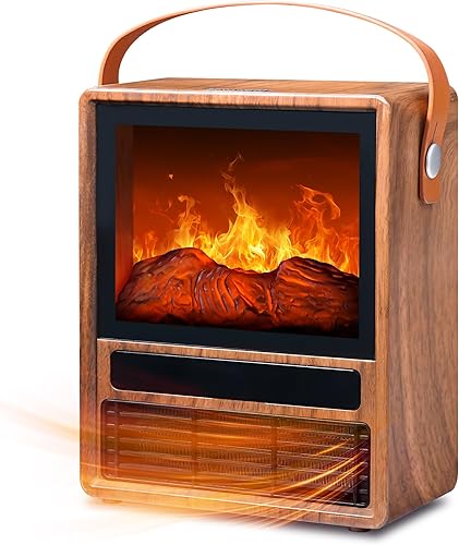 Miniatura 9 de FLAME&SHADE - Calentador de Chimenea Eléctrico Portátil para Uso en Interiores, Calentadores de Chimenea con Llama LED 3D, Protección Contra