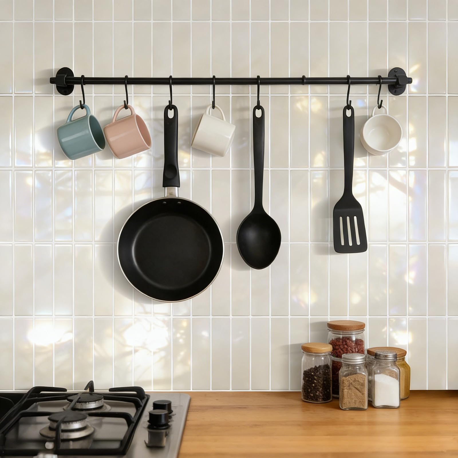 3D Fliesenaufkleber, Klebefliesen Küche 10 Stück, Selbstklebende Fliesen Wasserdicht, klebefliesen bad, für Küchenwand, Badezimmer, Wand Dekoration (Beige, 22.9x29cm)