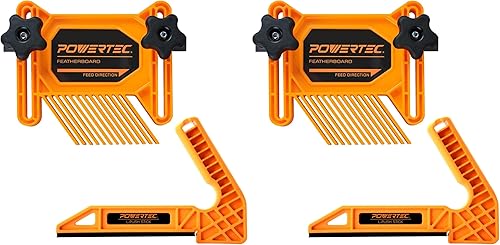 POWERTEC 71555 Juego de 2 piezas de sierra de mesa universal para tablas de plumas y en forma de L, kit de seguridad para carpintería (paquete de 2)