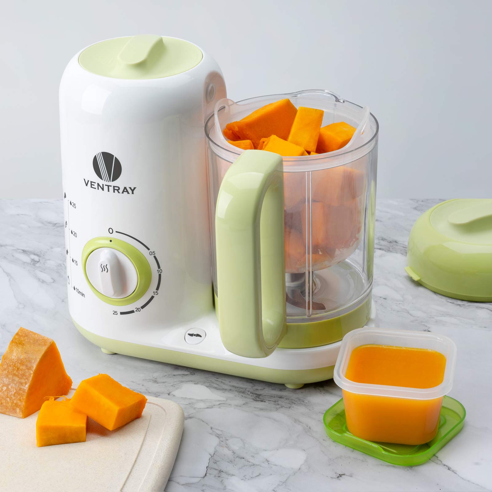 Ventray Baby Food Maker, Puree Küchenmaschine Dampfgarer Mixer Herd Wärmer Maschine für Kleinkinder Baby, All-in-One Auto Kochen Leicht zu reinigen und BPA-frei - Grün