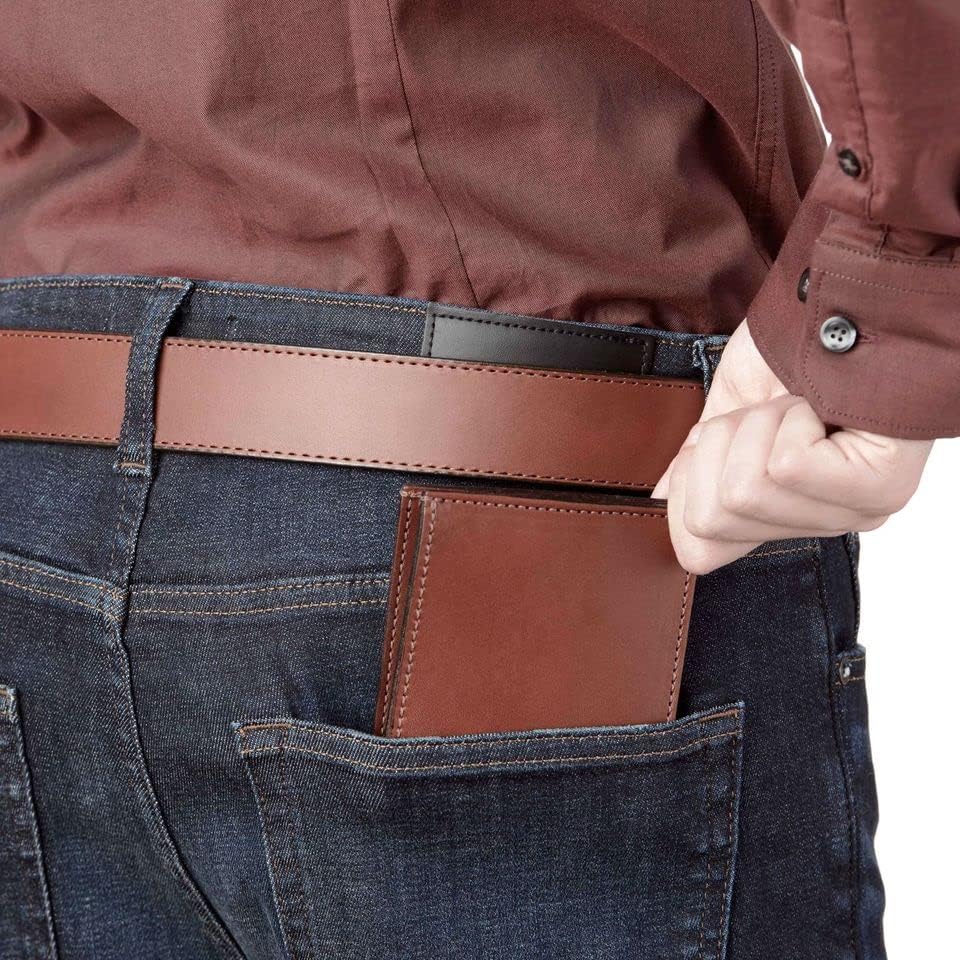 Miniatura 5 de Cartera plegable de cuero de grano completo para hombre, 3 opciones de color, fabricada en Estados Unidos, Marrón medio, 8 Card Slots