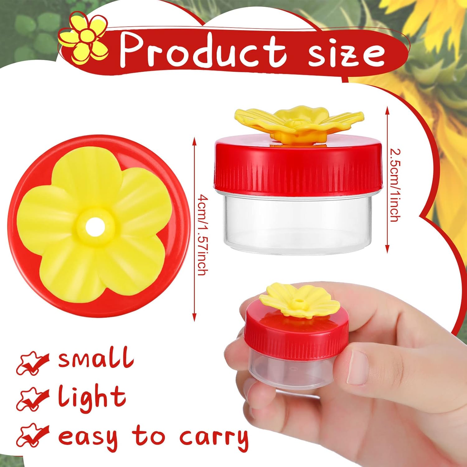 8 Pcs Hummingbird Feeder Handheld Window Flower Mini Hand Held Hummingbird Ring Feeders Wild Bird for Outdoors Backyard Birdwatcher Gifts Supplies(Clear Bottom) - Image 2