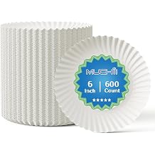 MUCHII 600 Count 6 Inch Paper Plates, White Uncoated Disposable Dessert Plates for Snacks, Cake, Candy