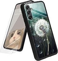 Vista 92 de Funda para Samsung Galaxy A12 5G con protector de pantalla, parte trasera de vidrio templado + TPU de silicona suave que absorbe los golpes