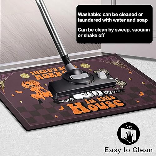 Miniatura 5 de Tapete divertido de Halloween con texto en inglés "There Some Horrors in This House", tapete divertido para puerta de Halloween, decoración del