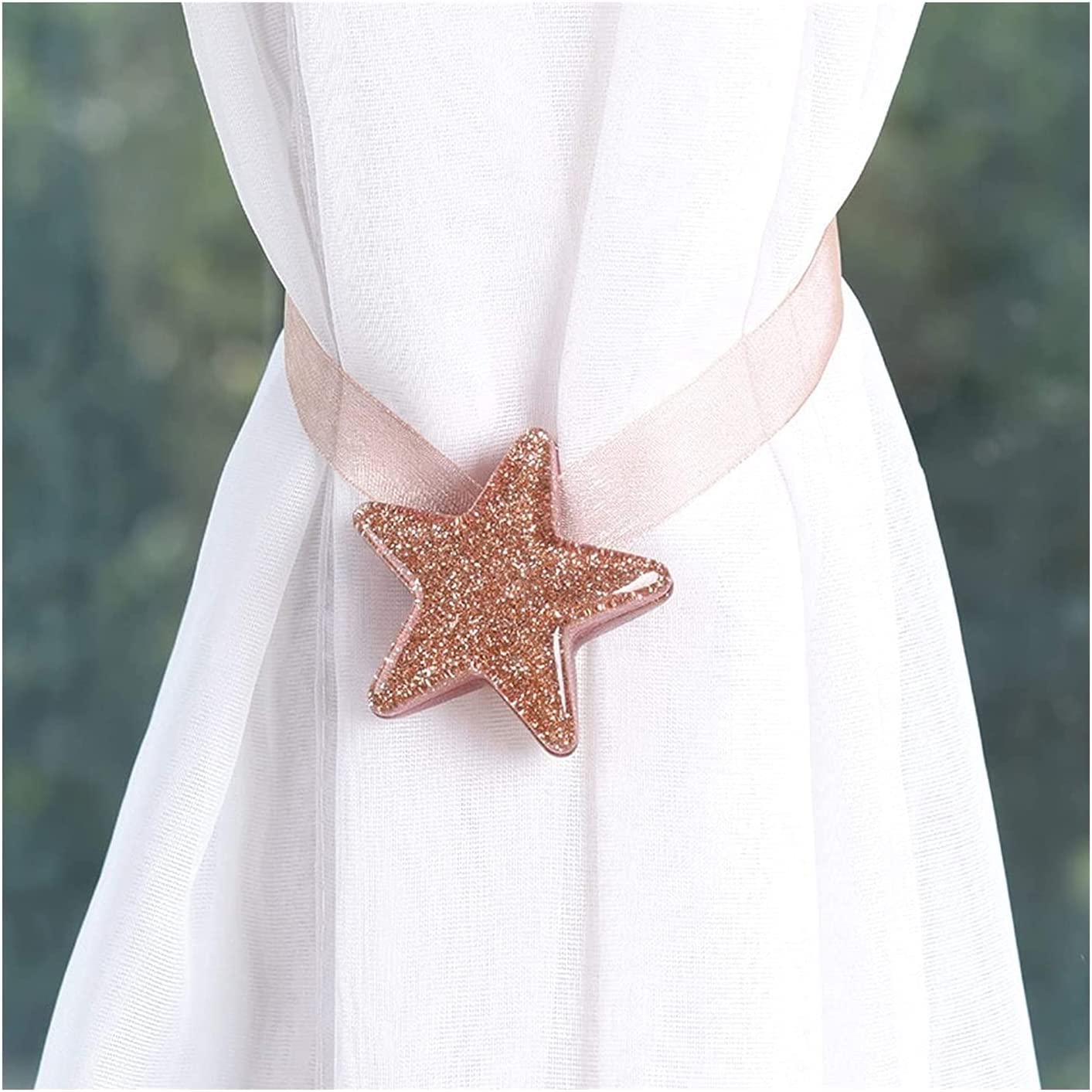 OYYMTE 4PCS Star-style Acrylic Magnet Curtain Buckle, No Need To Install For Home Textiles, Home Decoration Curtain Accessories Curtain Rings (Color : Pink)