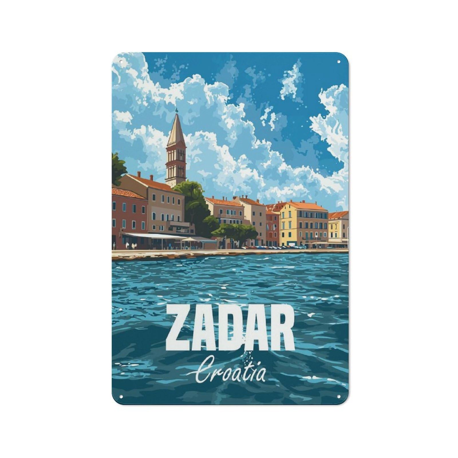 Zadar Croatia Metal Wall Sign 30x20cm, Rustic Classic Pub Decor for Cafe, Pub, Workshop Or Home Bar