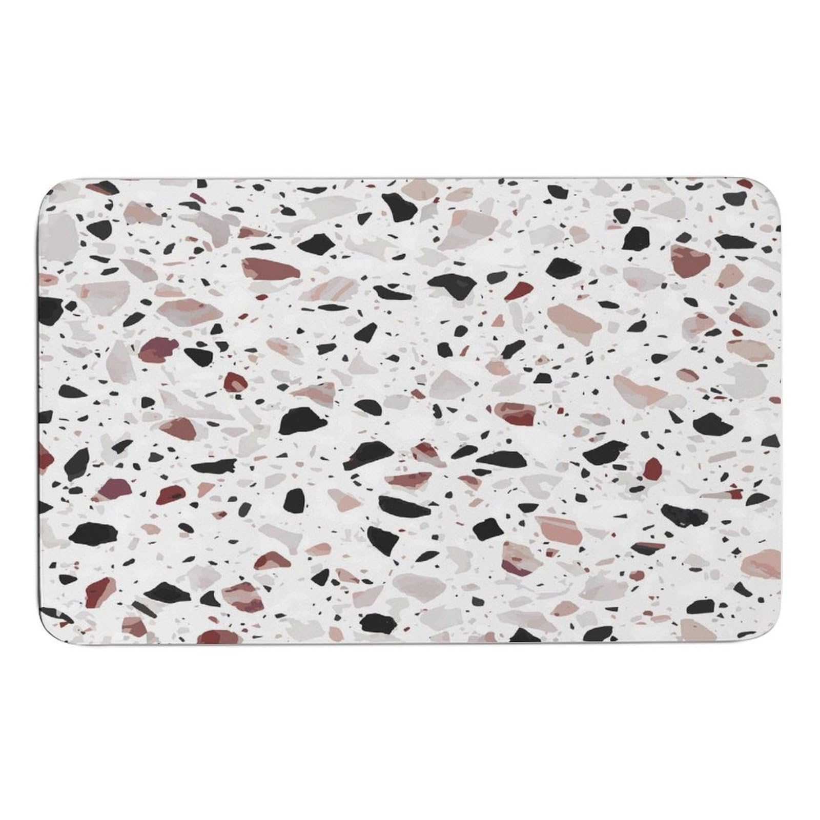 Alfombrillas de terrazo rojo para una ducha segura y suelo seco en el baño moderno