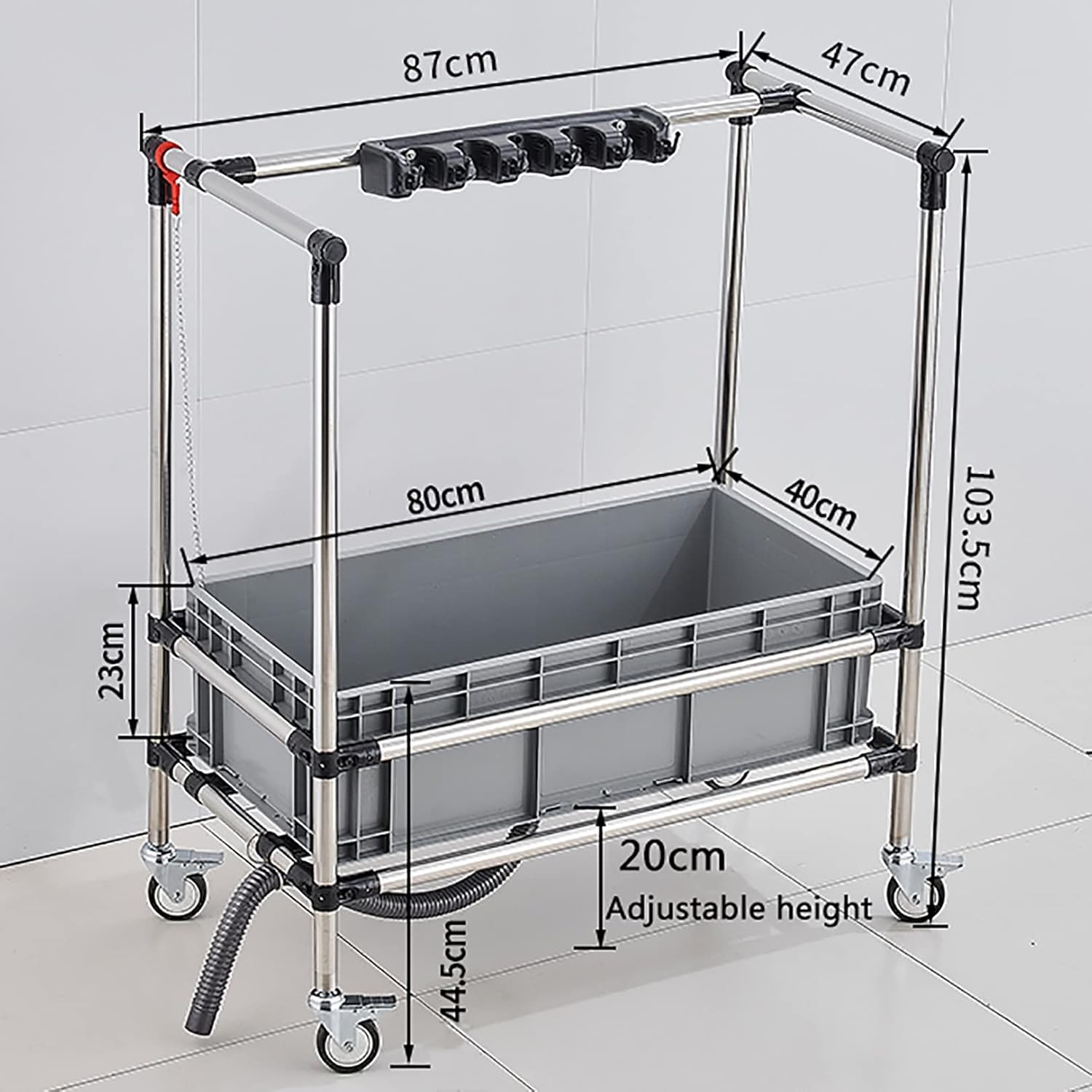 Broom and Mop Holder Put Wet Mops,Cleaning Tool Tower Mop Holder Umbrella Stand,Movable Commercial Mop Rack, 5slots