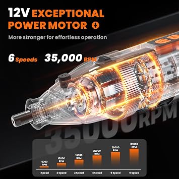 HARDELL Cordless Rotary Tool 12V, 698cps Power Rotary Tool Kit with Speed and Battery Digital Display for Sanding, Cutting, Polishing, Grinding, Drilling, Engraving