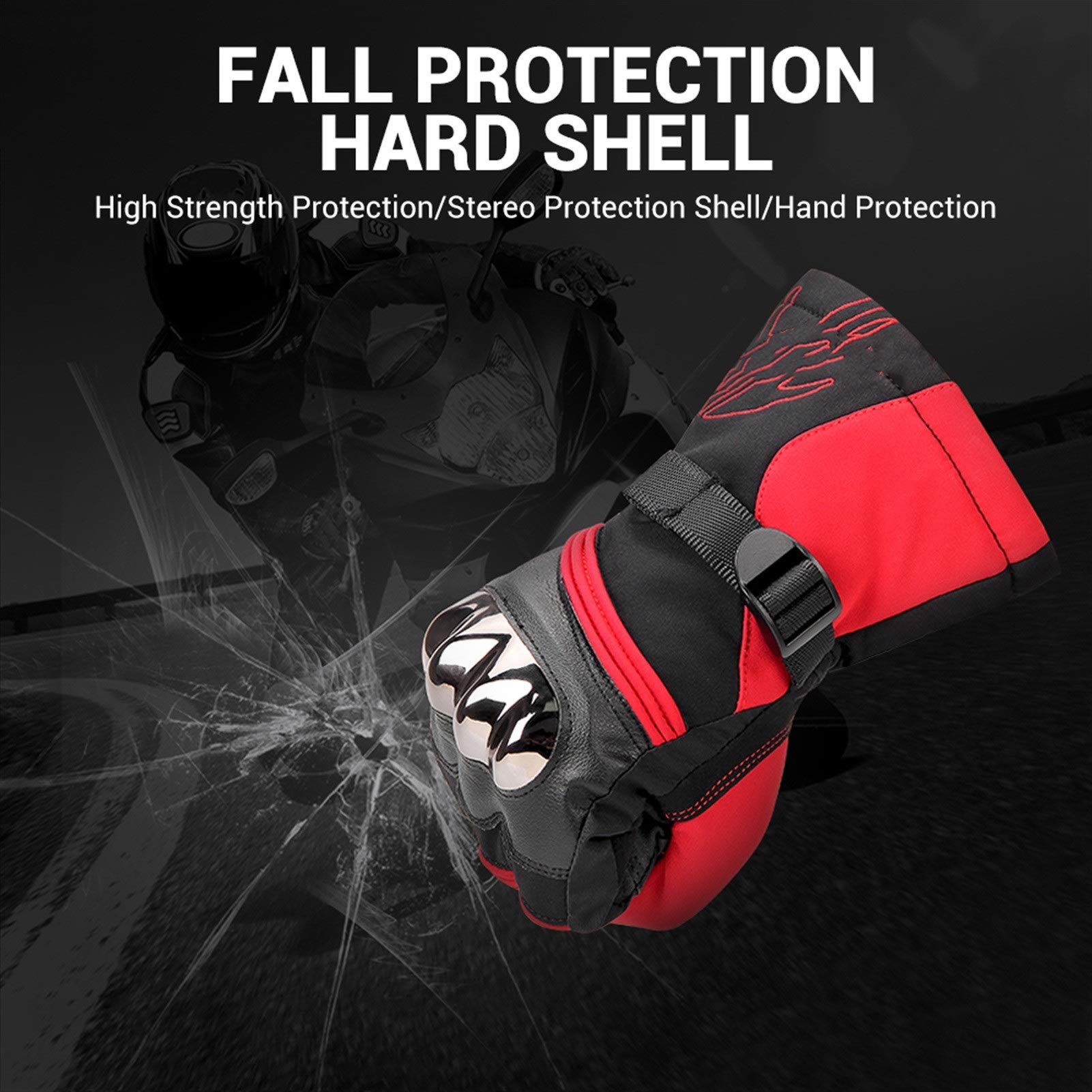 Guantes de Moto, Guantes de Montar, Guantes de Motocicleta, Guantes de Moto, Guantes de Invierno con Forro térmico, Impermeables, Pantalla táctil, Antideslizantes, Guantes de Moto