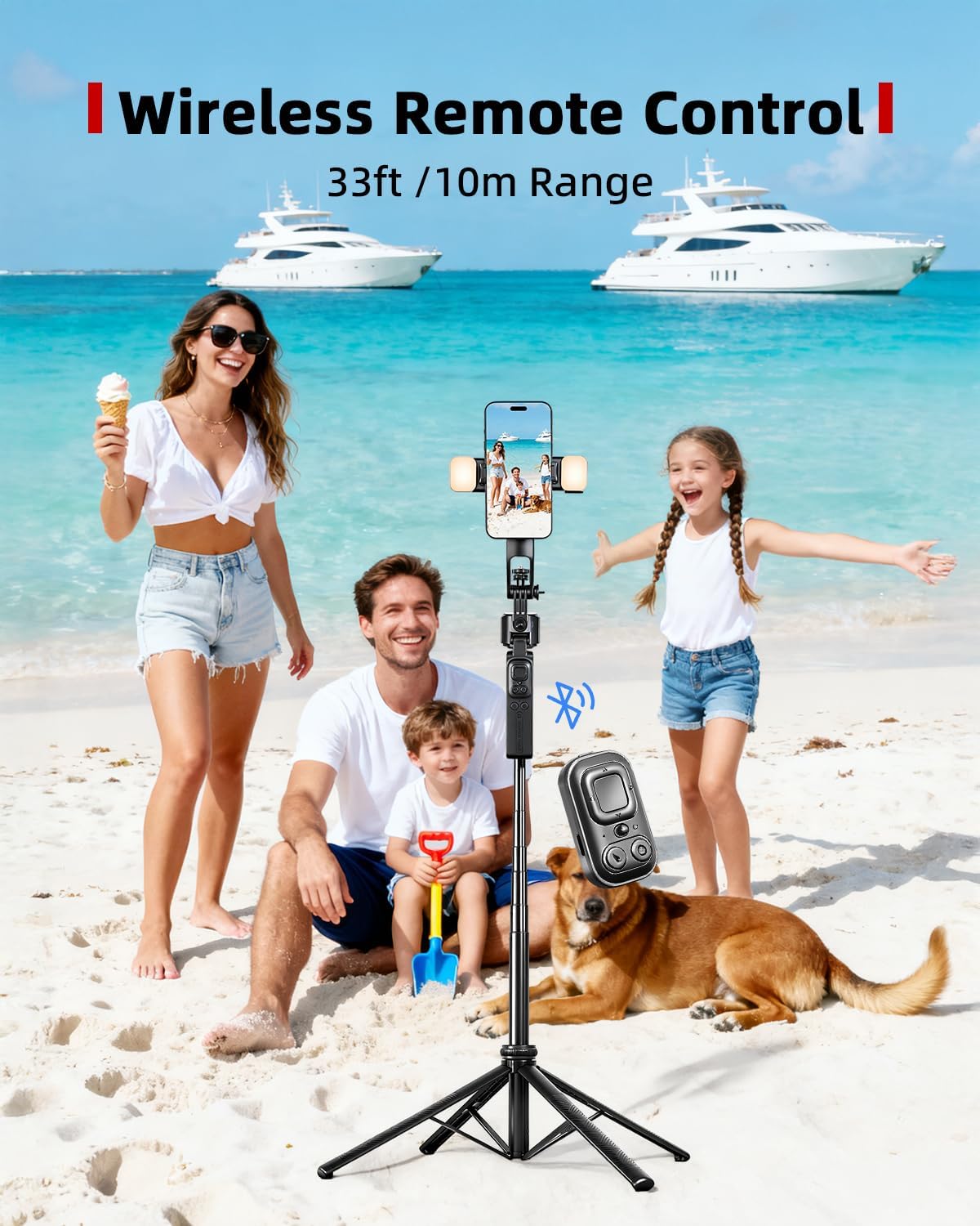 Auto Face Tracking Selfie Stick Tripod for iPhone with Light 360° Rotation That Follows Your Movement 63" Camera Tripod Stand with Remote for Content Creator Vlog Live Stream Video Recording