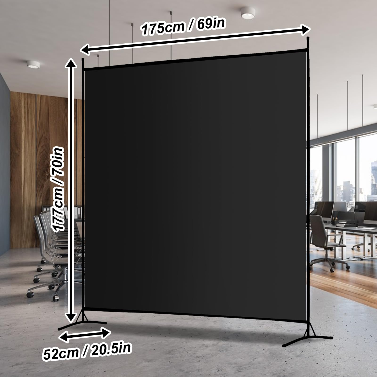 Divisor de habitación de panel grande individual, pantalla de privacidad de 6 pies de alto, divisor de pared independiente de habitación, pantalla divisora de habitación ligera para oficina en 5