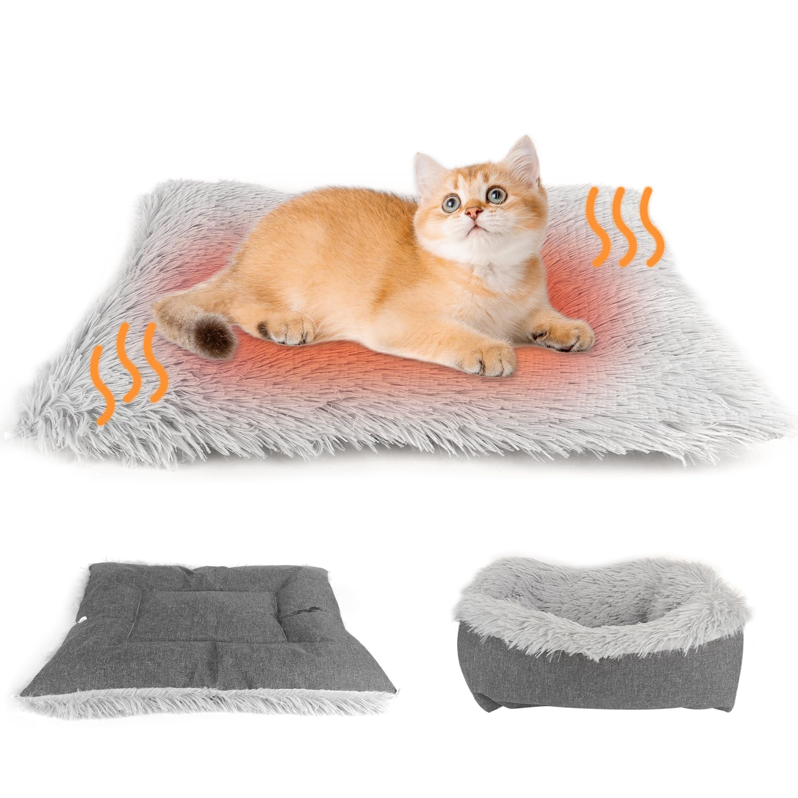 Selbstheizende Decke Katze Hunde, Weiches Katzenbett, Flauschig Selbstwärmende Katzendecke, Heizdecke Haustierbett Katzensofa, Waschbare Wärmedecke Katze für Katzen und Kleine Hunde(60*50CM)