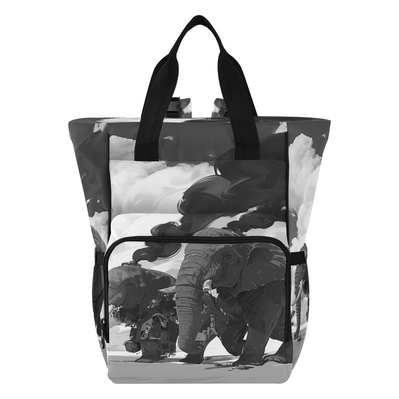 Poderosos Elefantes Negros Bolsa de Pañales Mochila de Viaje Gran Capacidad Bolsas para Mamá Papá Mujeres Niñas