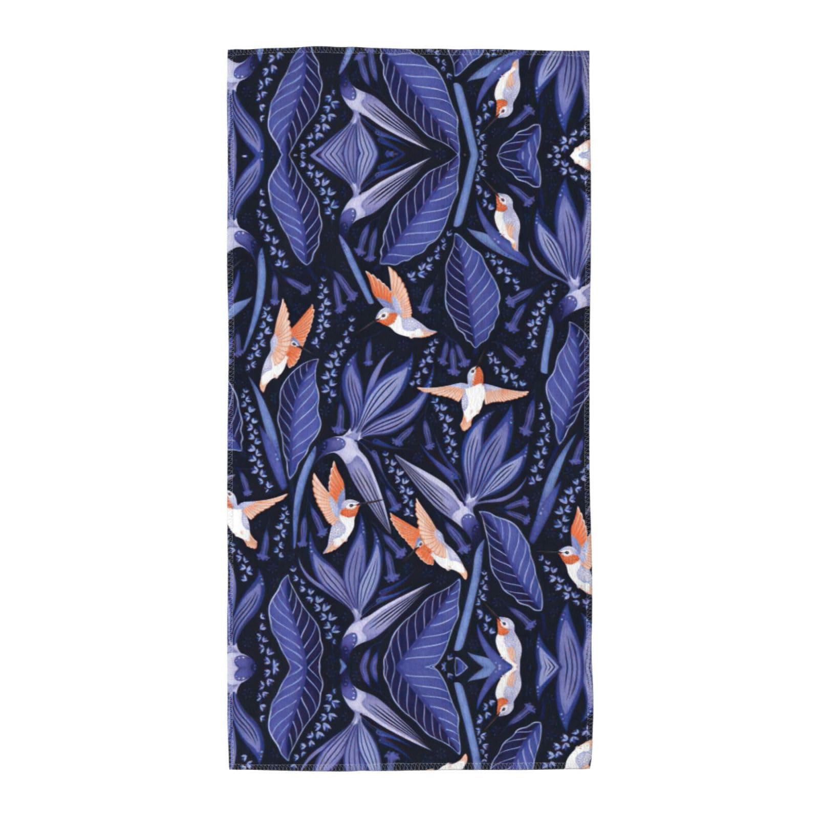SDEGTHO Blue And Orange Bird Fashion Printed Bath Towel High Water Absorption For Hiking Trip
