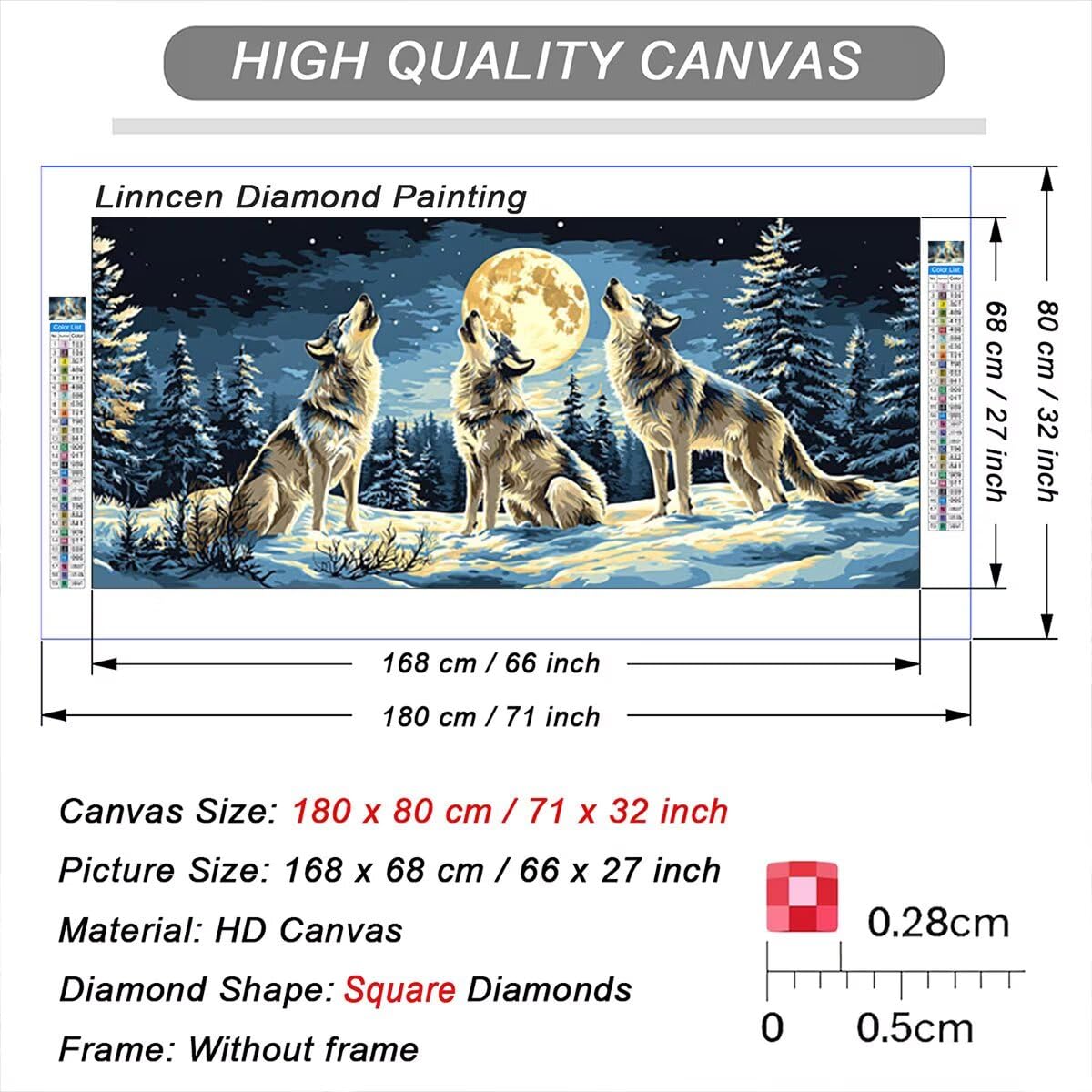 Duża sztuka diamentowa dla dorosłych, 140 x 60 cm, diamentowy wilk, akcesoria artystyczne dla dzieci, początkujących, 5D, DIY, pełne wiercenie, płótno, klejnot, sztuka i rzemiosło, hobby dla dorosłych