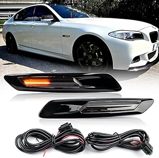 NSLUMO Sequential Amber LED Side Marker Lights Compatible w/B'MW 5 Series F10 LCI 528i 530i 535i 550i Smoked Lens Led Dynamic Turn Signal Lamps Indicator Blinker OEM Fender Trim Replacement