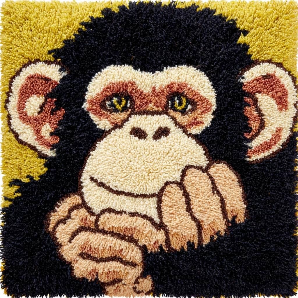 Taxpy Latch Hook Cushion Kits Gorillas Pillowcase Kits Embroidery Kit 17X17 Inch DIY Needlework Pillow Cover Sofa Cushion Rug Making
