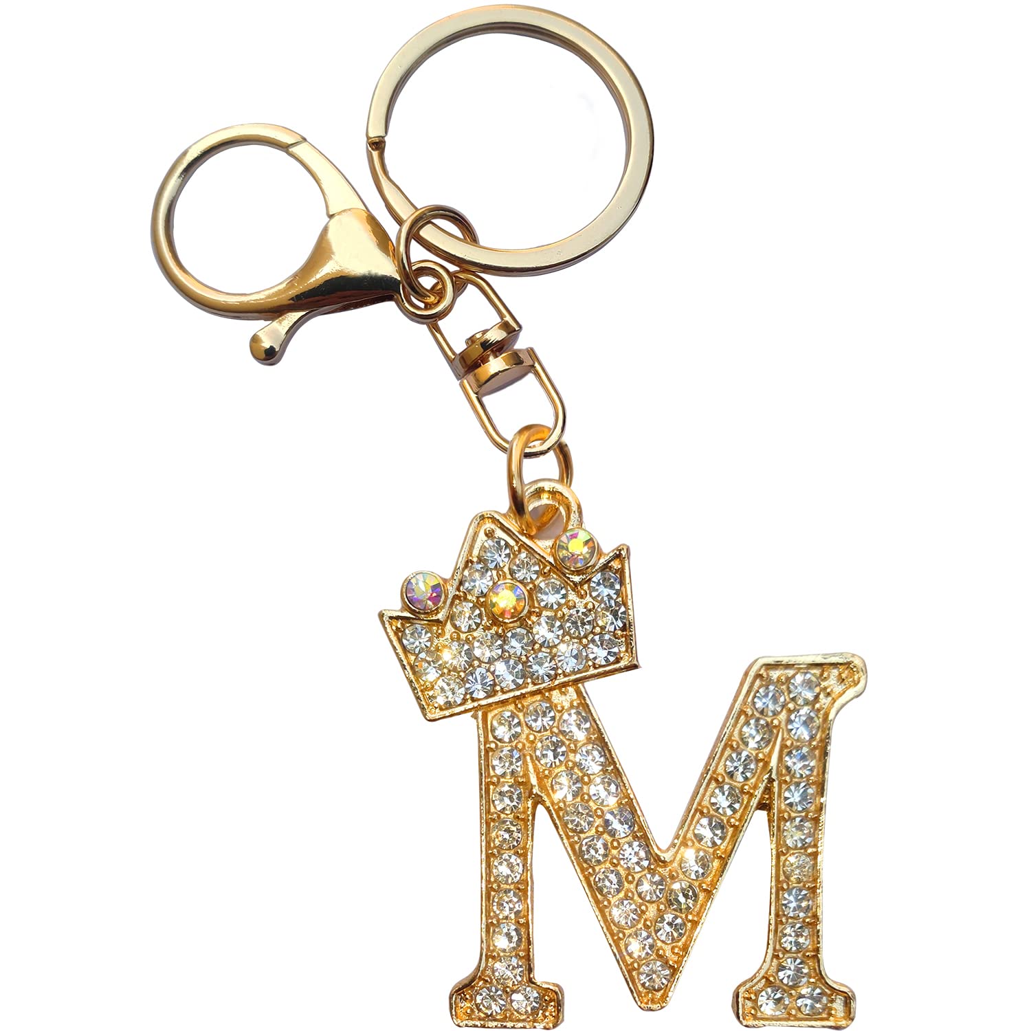 Letter Keychain for Women,Initial Letter Keychain with Rhinestone,A-Z Alphabet Keyrings Metal Letter Keychain