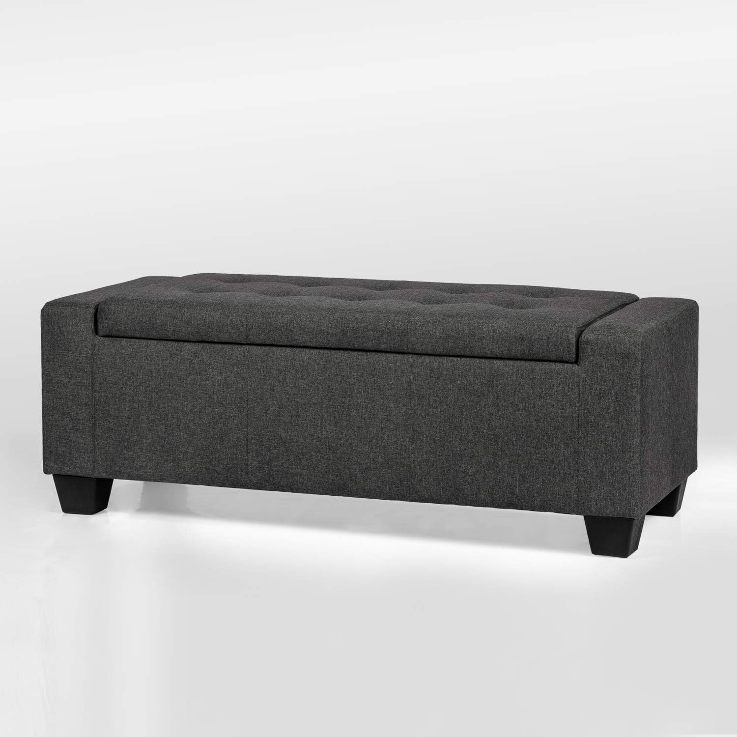 40“ Tufed Storage Ottoman Bench, End of Bed Storage Bench with Wooden Legs, Upholstered Rectangle Ottoman for Bedroom,Living Room Furniture