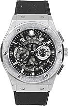 Techno Pave Men's Skeleton Dial Watch - 44mm Luxury Design, Adjustable Leather Strap, and Bold Hip-Hop Aesthetics
