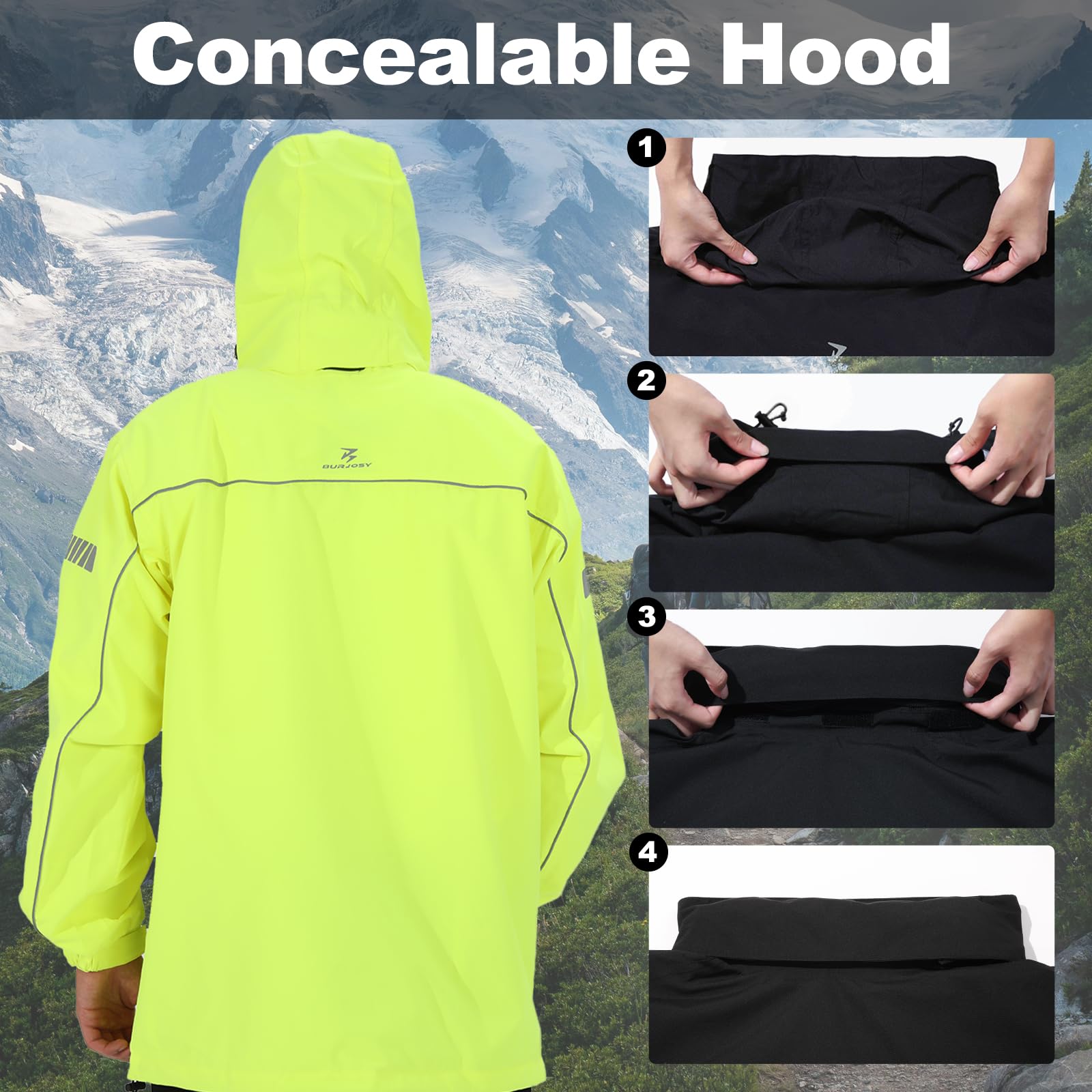 Combinaison de Pluie pour Homme, Réfléchissant Imperméable Veste et Pantalon de Pluie, Coupe-vent Vêtements de Pluie avec sac pour Extérieur Vélo Randonnée la pêche